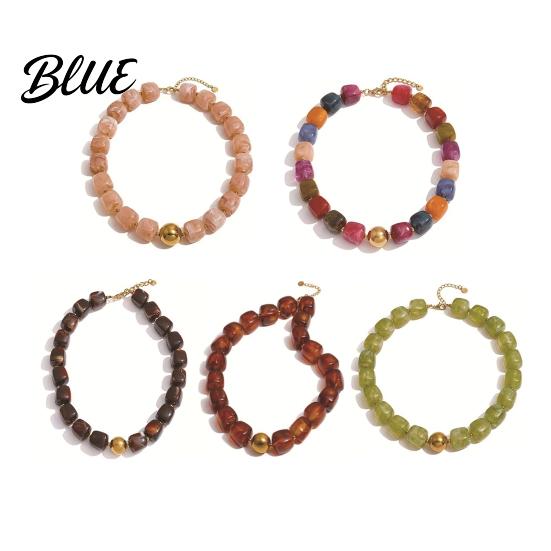 Non-fading Necklace Colorful Beaded Choker Resin Beads Boho Chunky Fashionable