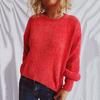 Women's Fashion Casual Round Neck Pullover Solid Color Long-sleeve Sweater Top