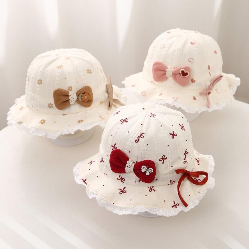 Wiosenna czapka przeciwsłoneczna dla dziecka z kokardką - Uroczy koreański styl