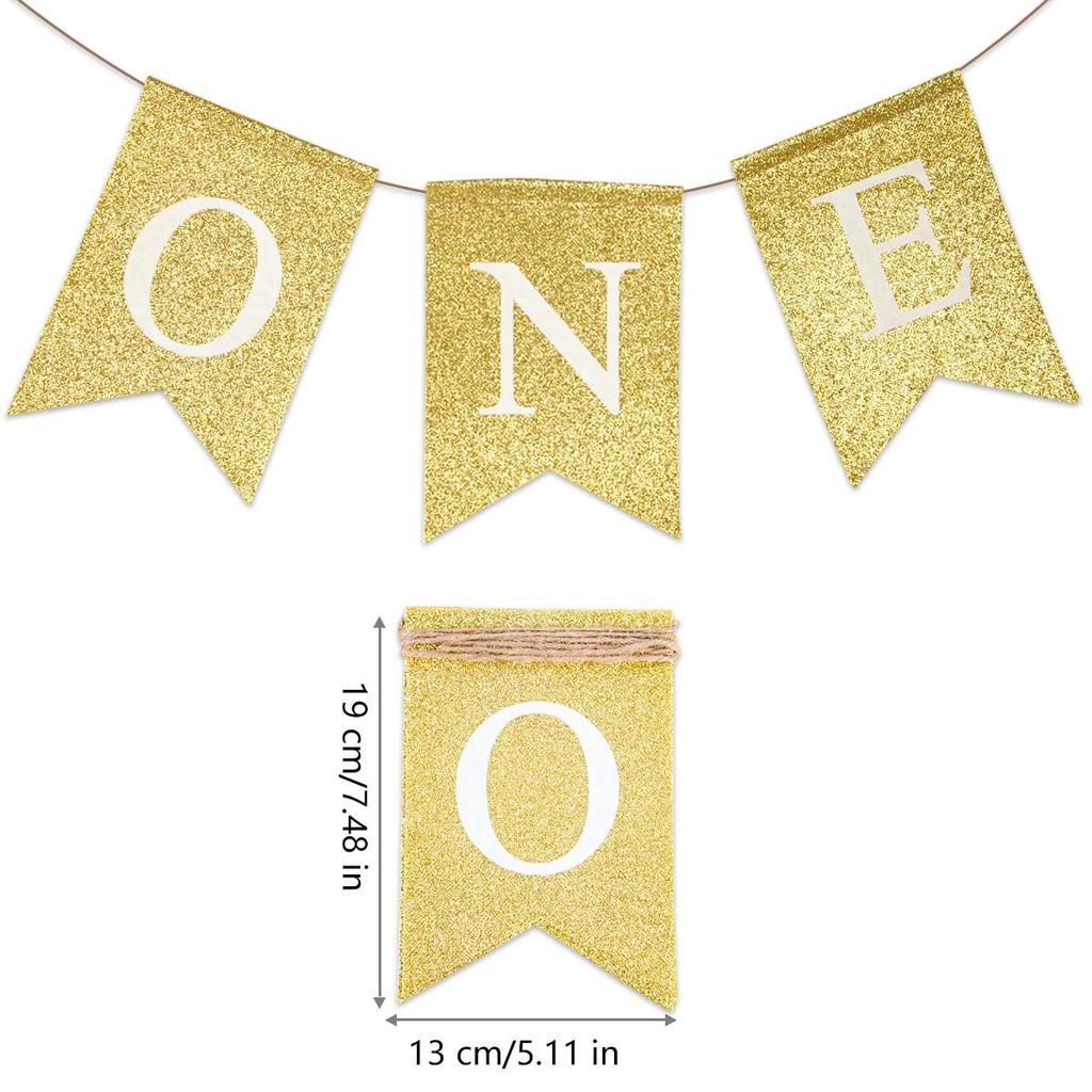 Babyshower Stol Band Jute ONE Girlang Pojke Flicka Ett År Gammal Födelsedagskalas Dekorationer Gåvor Fotorekvisita Tillbehör 3 Färger