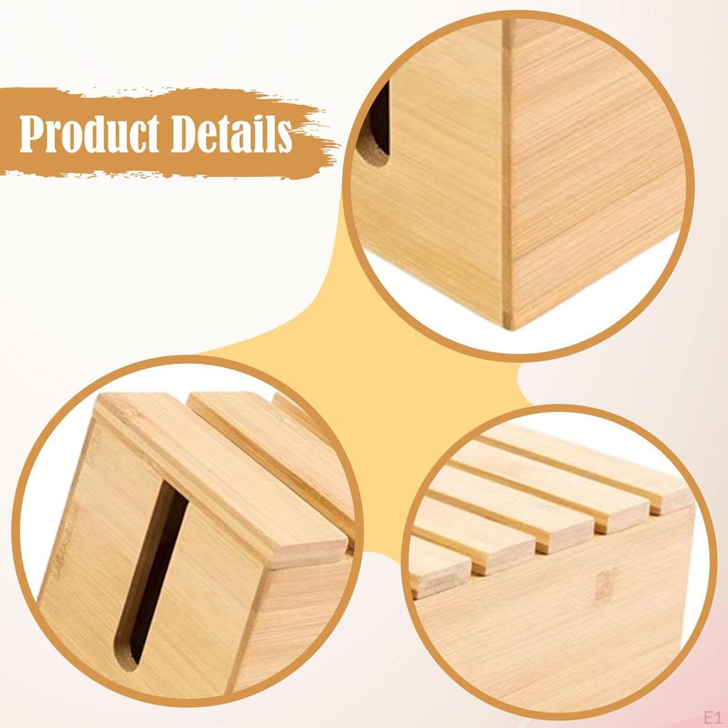 Wooden Cable Management Box Cables Hider Organization with Lid Easy Storage Art Crafts USB