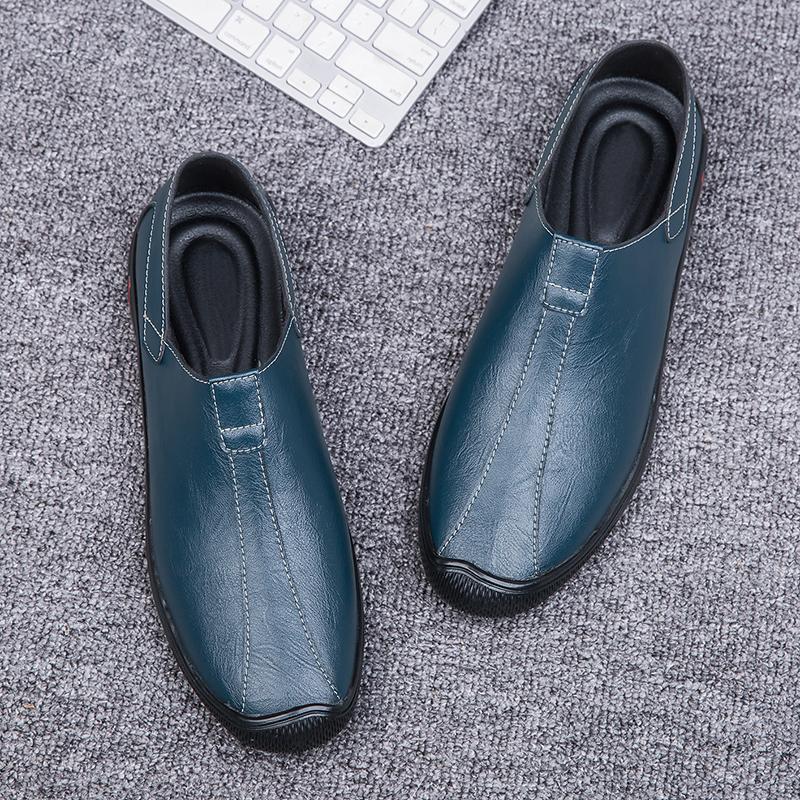 Genuine Leather Men Loafers Moccasins Men Business Dress Shoes Handmade Leather Shoes Men Flats
