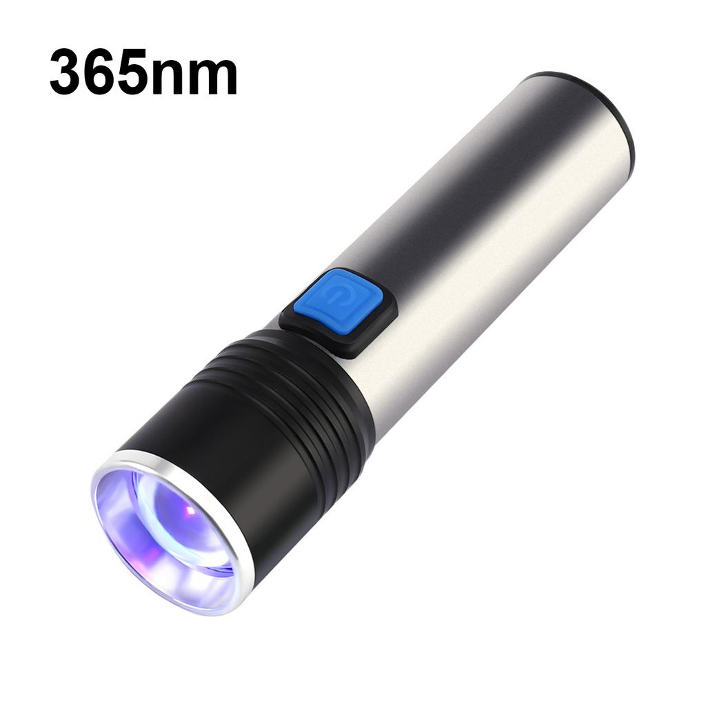 Uv Led Flashlight Blacklight Flashlights Torches 395nm Violet Ultraviolet Aluminum Portable 3-light-modes Usb Recharge Detection