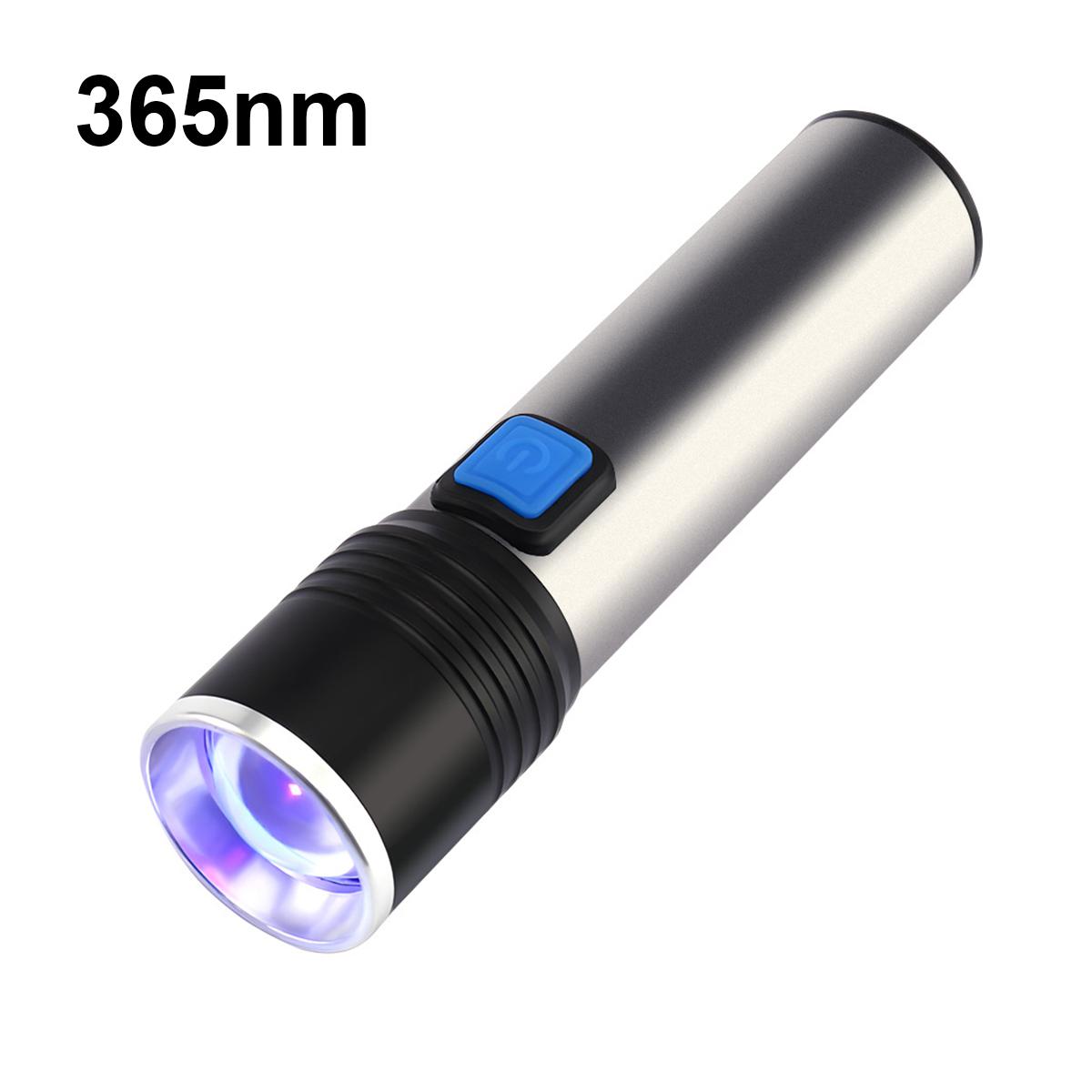 

Uv Led Flashlight Blacklight Flashlights Torches 395nm Violet Ultraviolet Aluminum Portable 3-light-modes Usb Recharge Detection