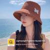 Wide Brim Women Bow Fisherman Hat Checkered Pattern Breathable Bucket Hat Plaid Pattern Windproof Sun Protection Hat Outdoor