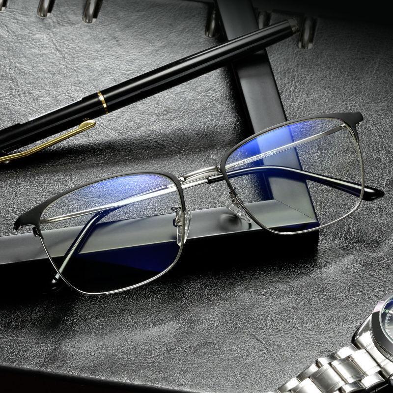 Stainless Steel Frame Anti Blue Light Reading Glasses For Men UV400 Blocking Computer Gaming Eyewear