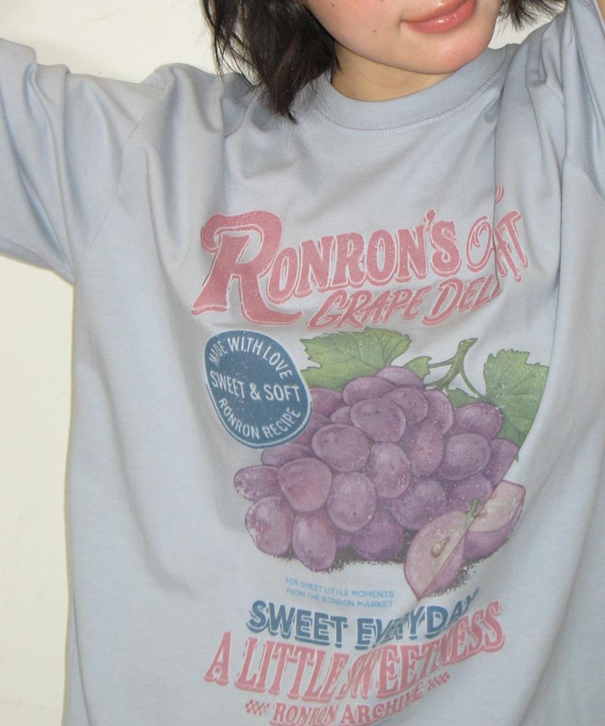 RONRON Vintage Grape Over Fit T Shirt Soft Blue