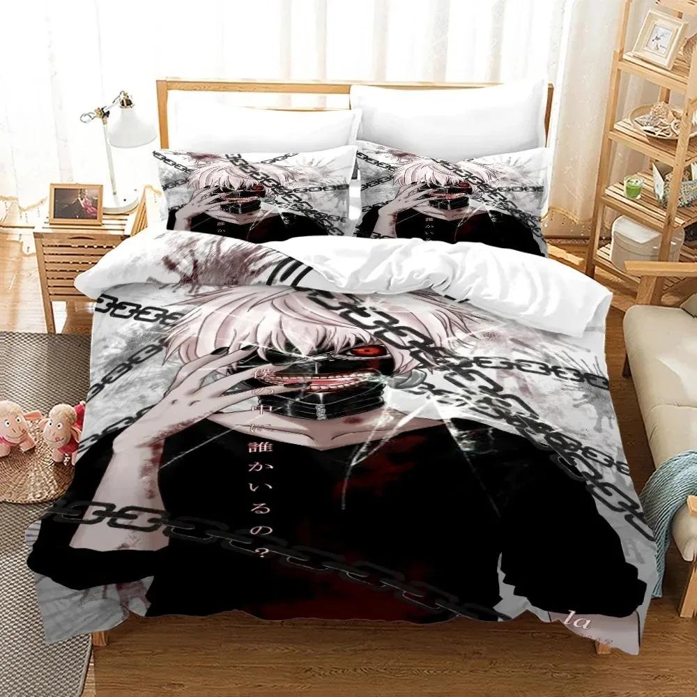 3D Print Anime Tokyo Ghoul Bedding Set Duvet Cover Pillowcase Comforter King Queen Size Boys Adult Bedding