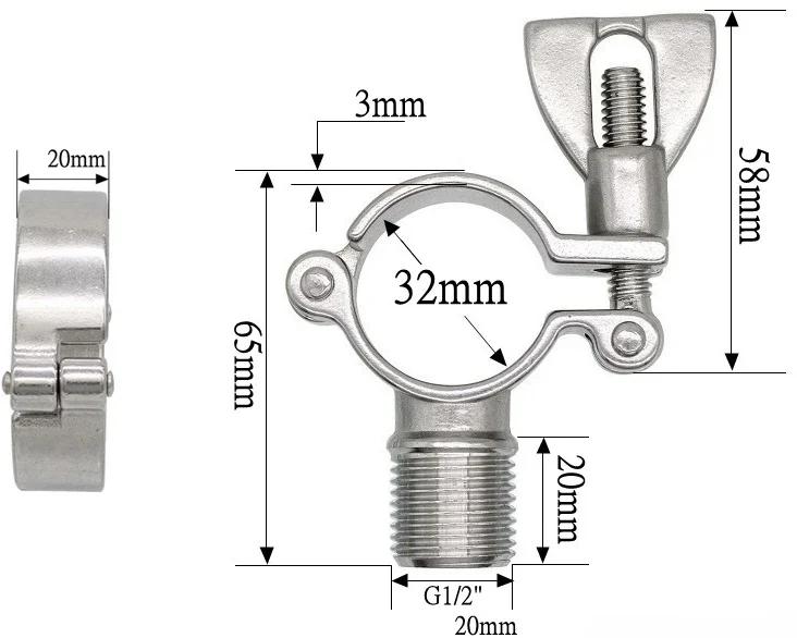 1/2" BSP Male X Fit 1/2" 3/4" 1" -12" Inch 12.7-305mm Tube OD 304 Stainless Steel Pipe Support Clamp Hanger Bracket Sanitary