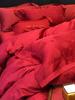 Elegant Big Red Wedding Cotton Sateen Duvet Cover Set: 100% Long-Staple Cotton, Four-Piece Bedding for Wedding Celebration.