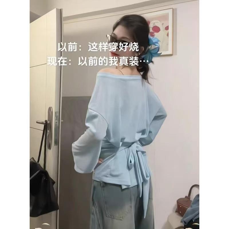 Spring and Summer New Lazy Loose and Thin Versatile Straps Round Neck Slightly Transparent Thin Sunscreen Blouse Top