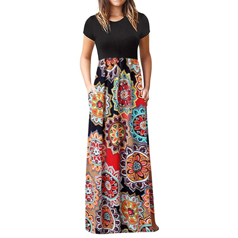

BITCED Fashion Summer Spring Short Sleeve O-Neck Casual Dresses XXXL