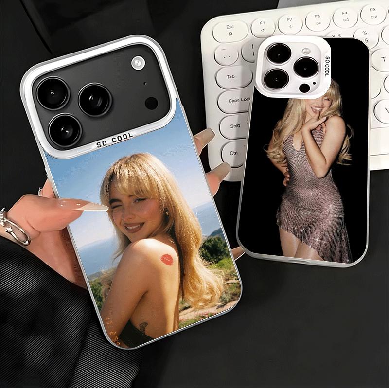 CR66 S-Sabrina C-Carpenter Soft Phone Case for iPhone 15 16 17 Pro Max 17Air 16E 14 Plus 13 12 Mini Shockproof Cover Back Shell