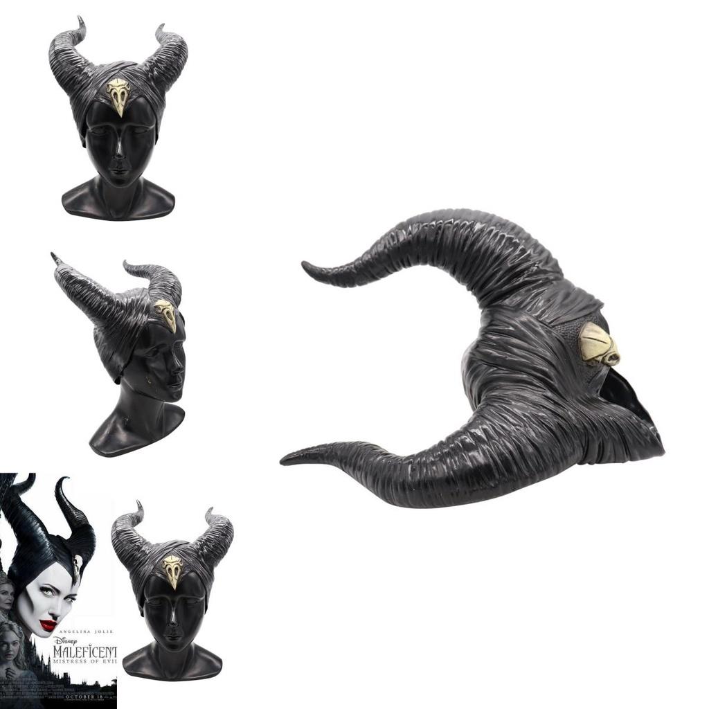 Urocza maska nakrycie głowy z rogami Maleficent 2 z 2019 roku idealna na Halloween i cosplay