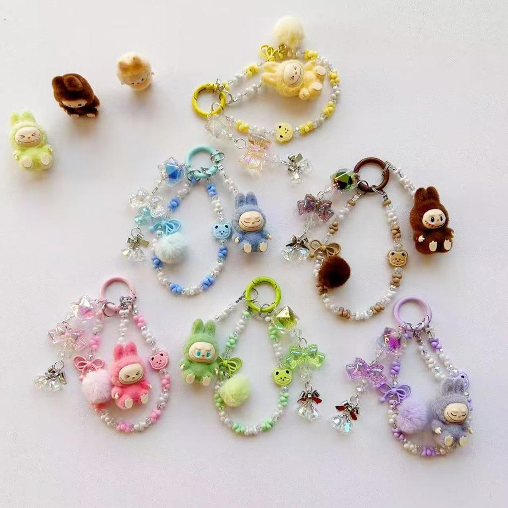 Plush Mini Labubu Phone Chain Backpack Pendant Keychain Gift Cute