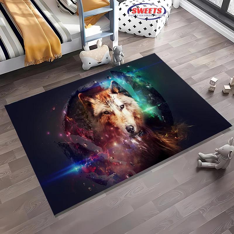 Wolf Art Non-Slip Soft Area Rug for Living Room Bedroom Sofa Doormat Home Office Decor Durable Floor Mat Gift