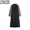 Za New Fall Women's Clothing 2025 Fashion Wind French Style Design Fashion Patchwork Fur Elegant Long Outwear