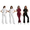Macacão Médico Uniforme de Enfermagem Feminino Manga Curta Gola Alta Botão de Pressão Zíper Lateral Cintura Elástica Macacão Bolsos Saúde