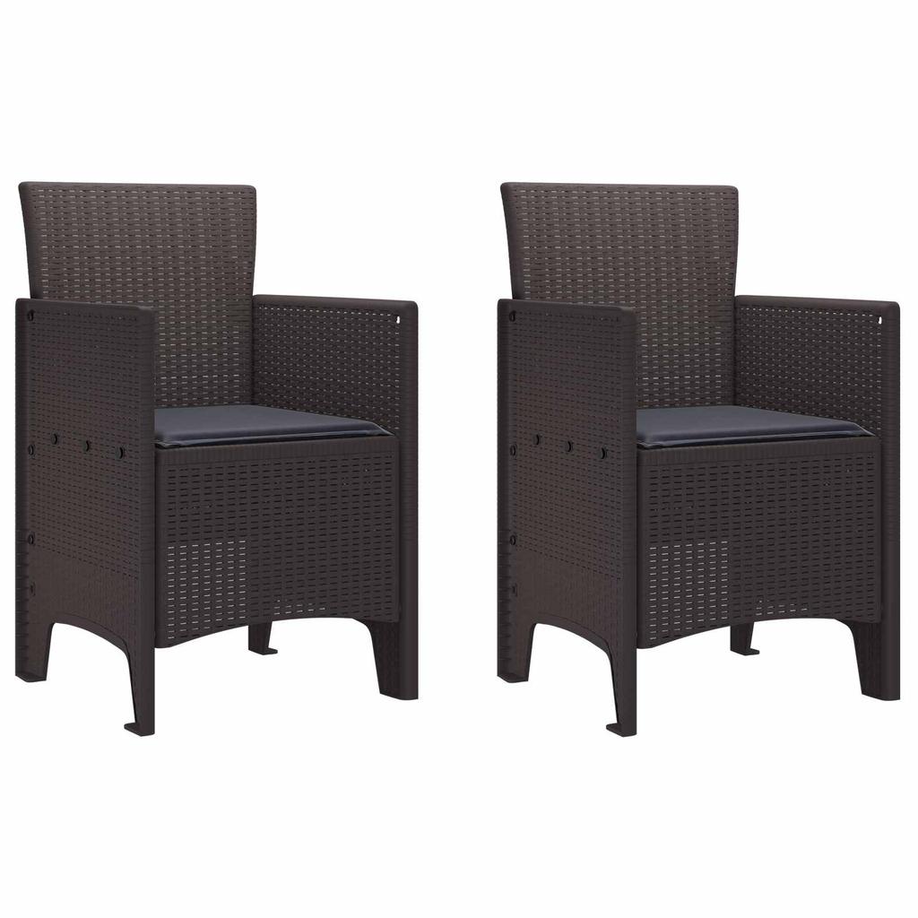 Garden Chair with Cushion 2 pcs Brown 53 x 49 x 85 cm Polypropylene