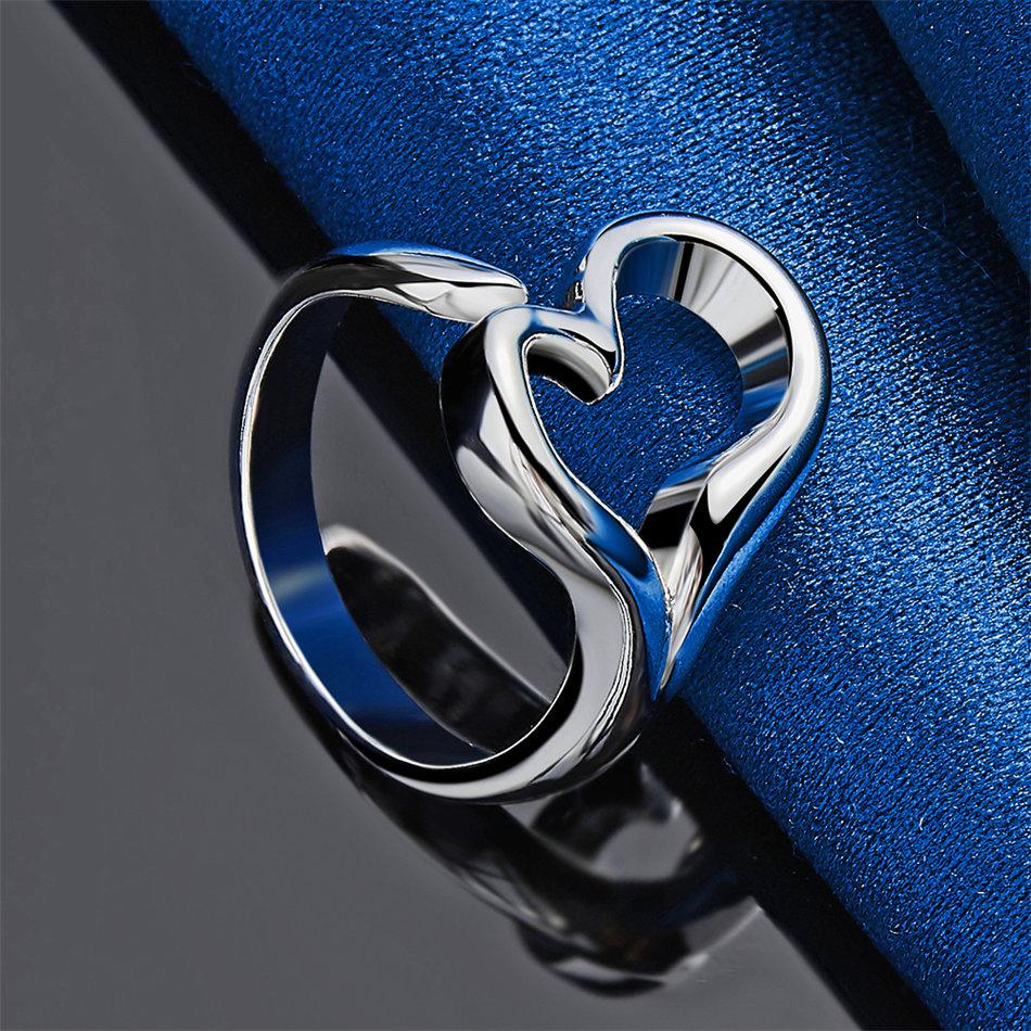 1 Piece of 925 Sterling Silver Exquisite Heart-shaped Ring with an Opening, Fashionable Women's Accessory Jewelry Gift