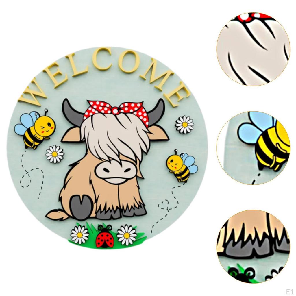 Highland Cow Wood Sign for Entryway, Wall Decor Living Room