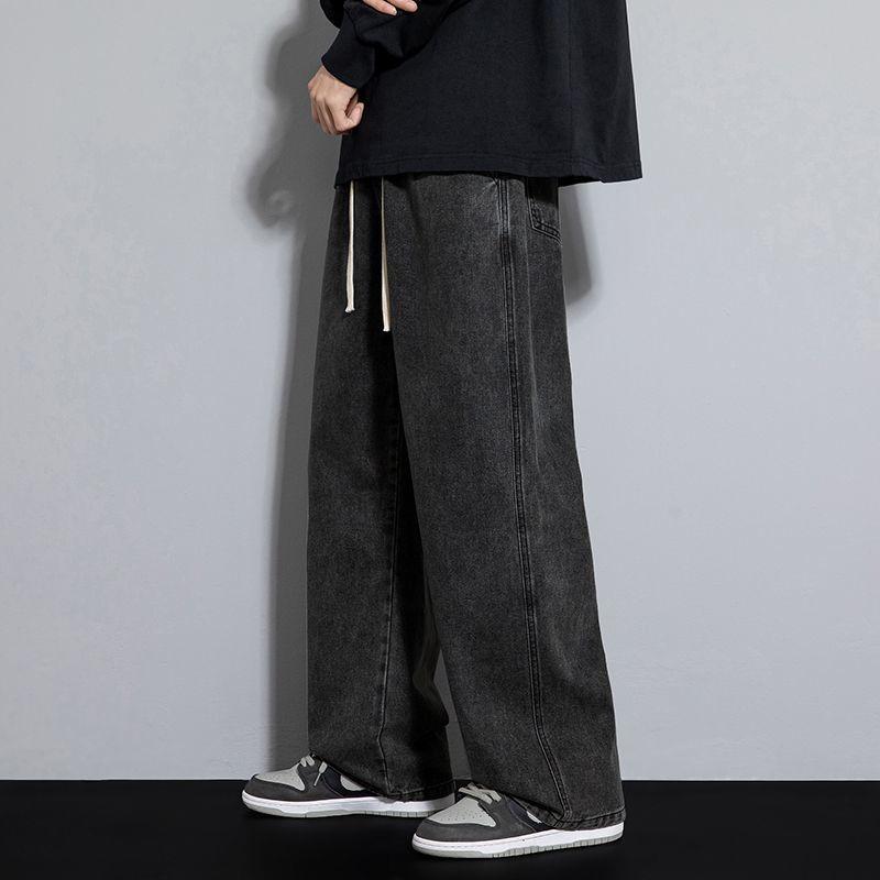 2026 Trendige Oversize Herren Straight Loose High Street Jeans für Frühling & Herbst 5XL grau