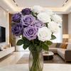 25 Pcs Artificial Rose Flower with Long Stem Real Touch Faux Silk Rose Bouquet for Wedding Party Table Centerpieces Festival Decoration