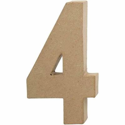 Cyfra z papier-mâché - Kreatywna - 4 - 20,5 cm - Brązowa - Przedmioty dekoracyjne