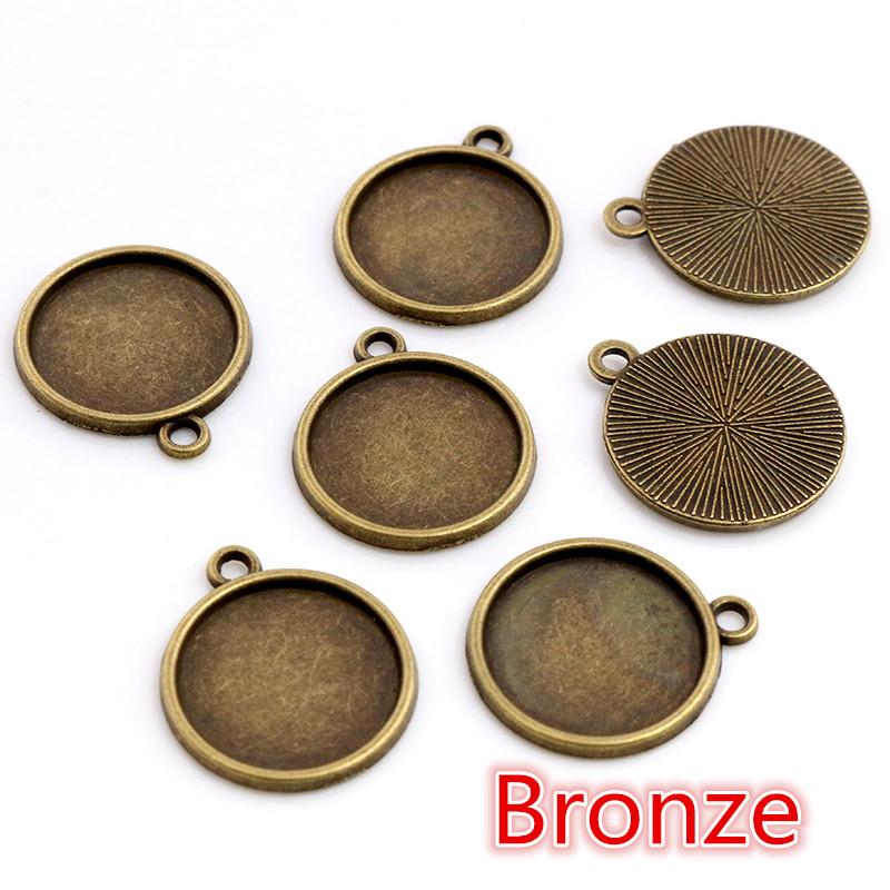 

8/10/12-40mm Inner Size Classic 7 Colors Plated One Sided Single Hanging Simple Style Cabochon Base Setting Charms Pendant 20mm x 10pcs бронзовый