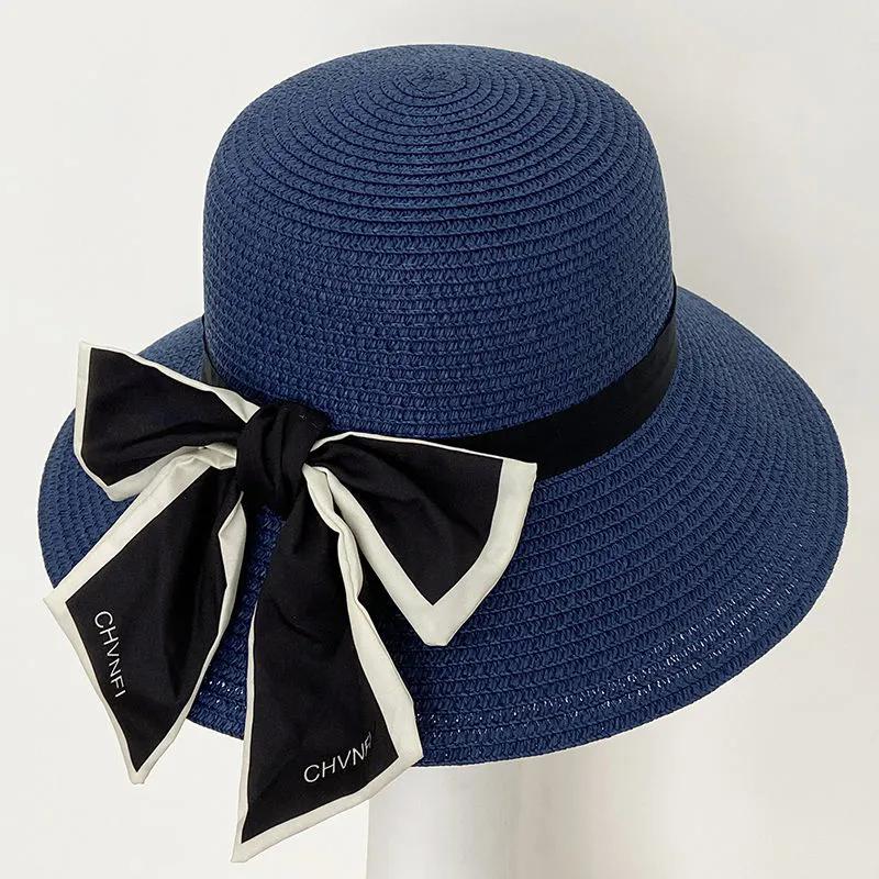 

WTEMPO Повседневные дышащие шляпы от солнца с бантом, женские летние широкополые универсальные шляпы-ведра для защиты от солнца на открытом воздухе 1pc темно-синий
