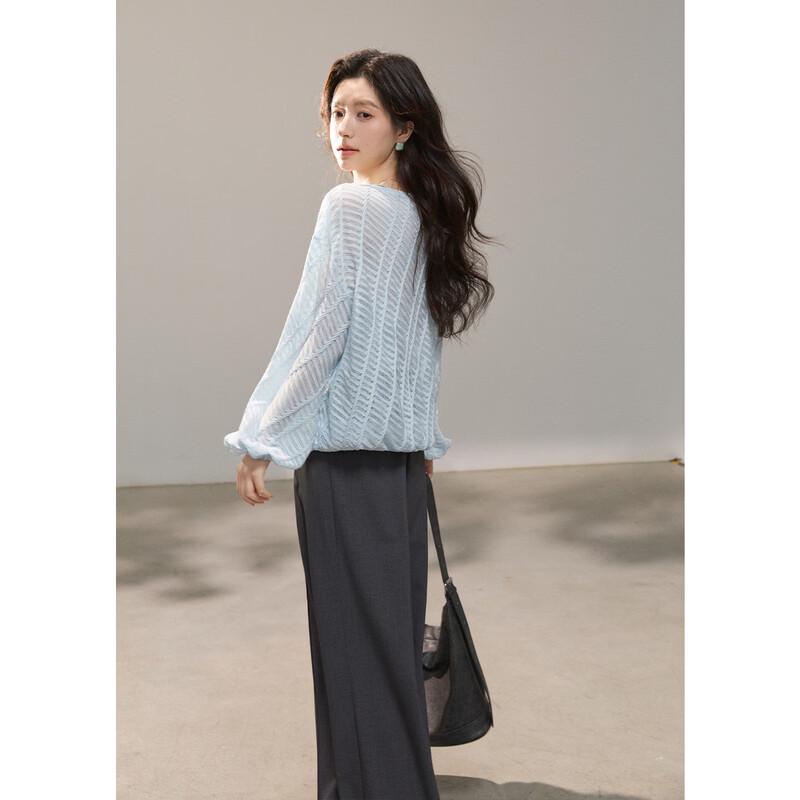 MiXiu Women's Lace Detail Loose Knit Top