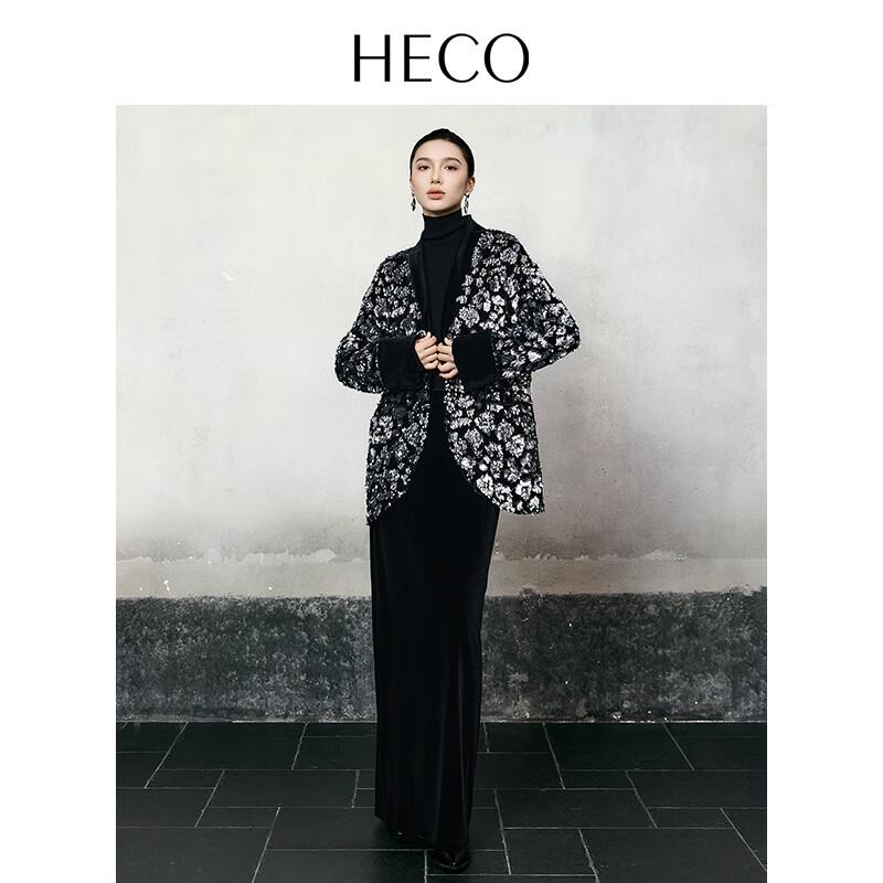 HECO 'Silver Tree Like Frost' New Chinese Sequin Velvet Coat