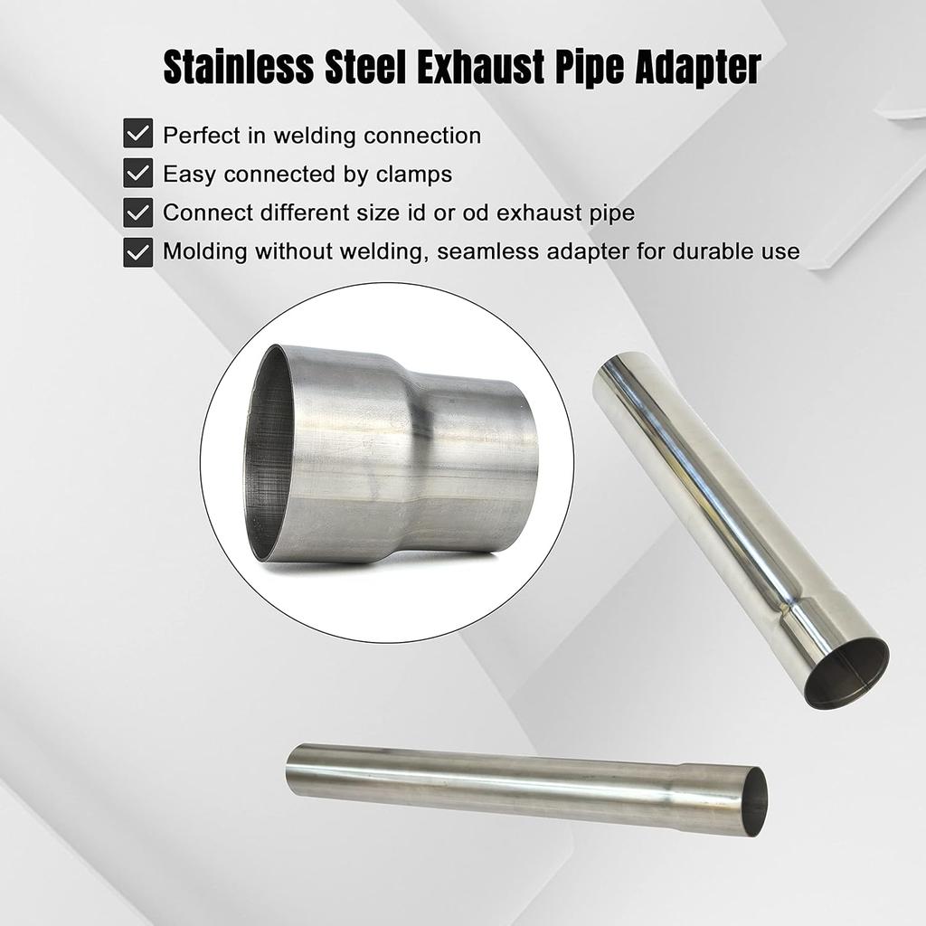 Universal ID 2.5 Inch To OD 3 Inch Exhaust Adapter, Stainless Steel Exhaust Coupler(2 1/2" ID To 3" OD), Pipe Adapter Whole Length 3.6 Inch