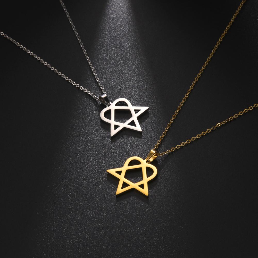 Cazador Herz Fünfeck Anhänger Halskette Für Frauen Geometrisch Edelstahl Kette Halsketten Schmuck Großhandel 2026 Neuankunft