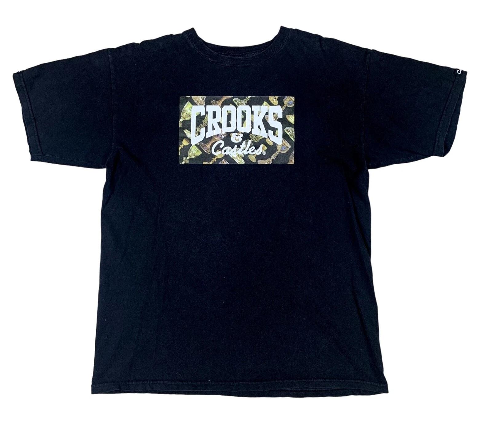 Crooks & Castles Black Pimp Cup 100% Cotton T-Shirt Size Medium S