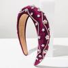 Luxury Velvet Padded Headband With Wavy Rhinestones And Floral Accents Heavy Work Royal Hair Hoop Winter Fashion Headwear
