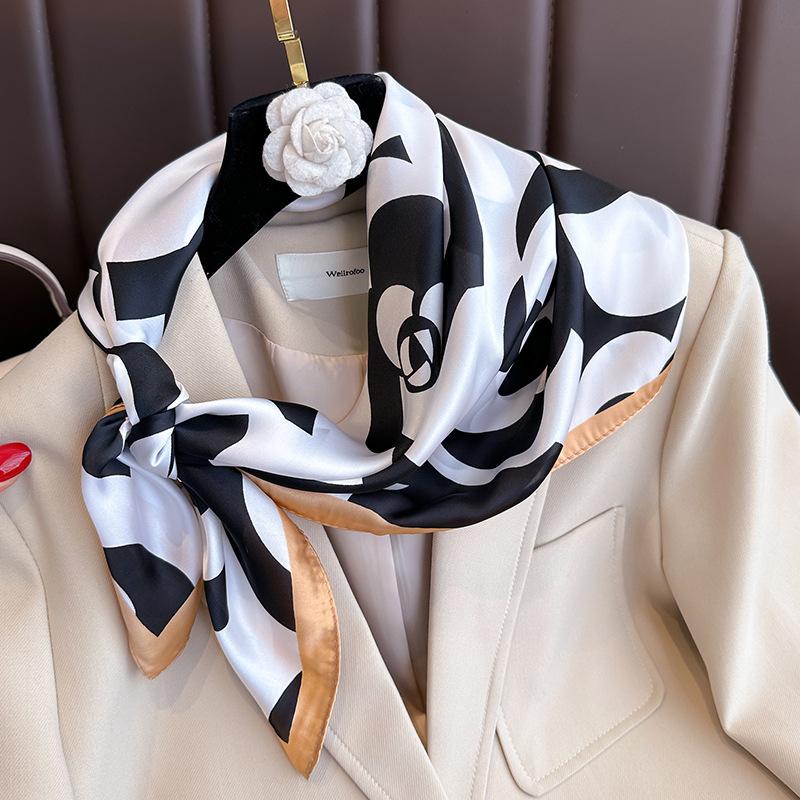 Nový hedvábný šátek čtvercový šátek pro ženy, čelenka, vlasový zábal, tištěný dámský šátek, módní hidžáb, šátek