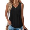 Women’s Sleeveless Pleated V Neck Tank Top Casual Loose Fit Blouse Lightweight Soft Fabric Summer Shirt Pullover Design for Daily Wear