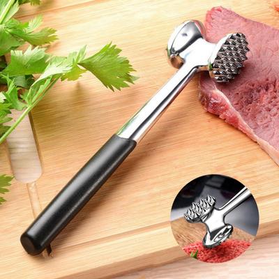 Fleischklopfer-Hammer, poliert, mit rutschfestem, schwerem, doppelseitigem Spiegelgriff, bequemer Griff, Stampfer, robustes Stampferwerkzeug