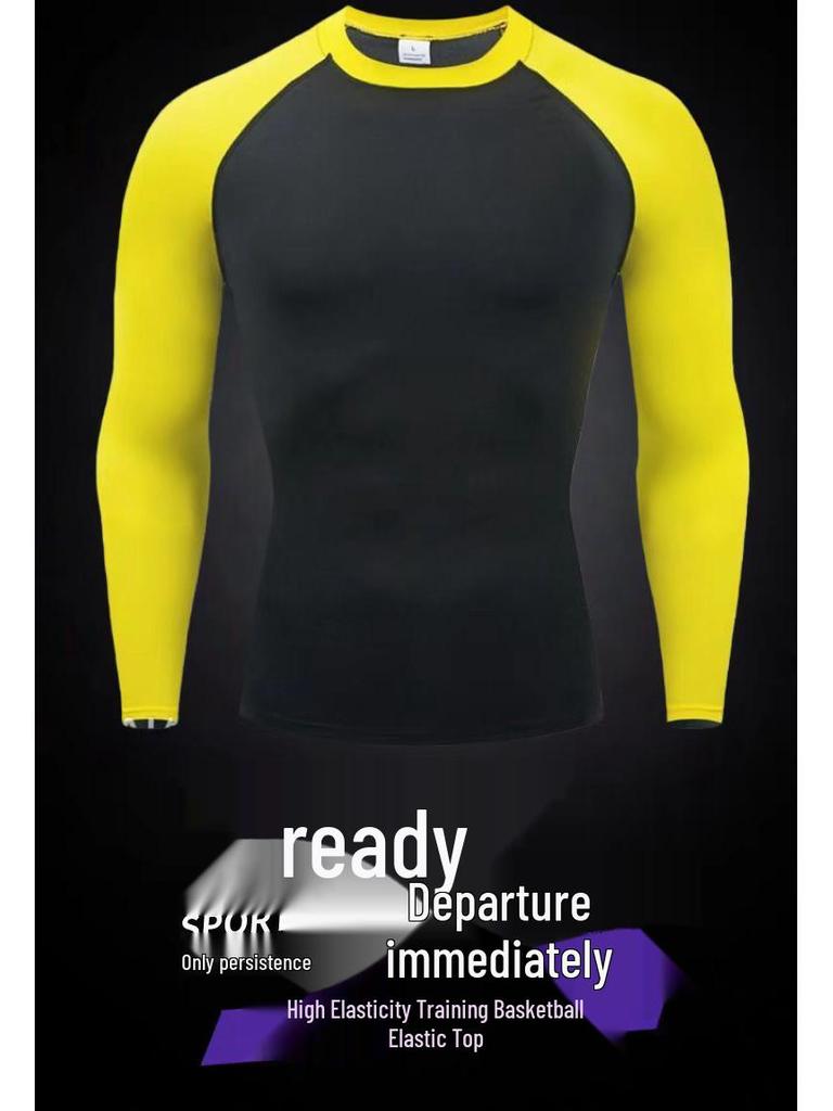 Men's Quick-Dry Long-Sleeve Tight-Fitting Sports Top - High Elasticity, Breathable Fitness Wear