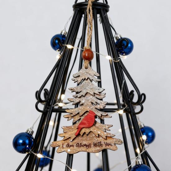 We Are Always with You Ornament Tree Shaped Wooden Christmas Ornament Sympathy Gift for Loss of Loved One