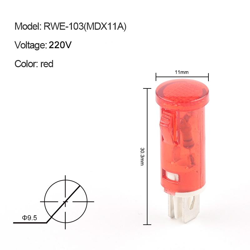 10 pz/Lotto MDX-11A Pannello Lampada Segnale Guida Montaggio su Pannello Indicatore Neon Luci Rosse Verdi Gialle 12V 24V 220V 380V