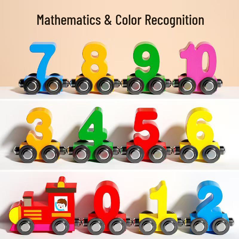 Children's Wooden Magnetic Number Blocks Train - Educational Toy for Ages 3-6