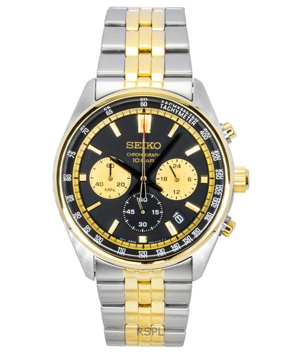 

Seiko Conceptual Chronograph Two Tone Stainless Steel Black Dial Quartz SSB430P1 100M Men s Watch чёрный