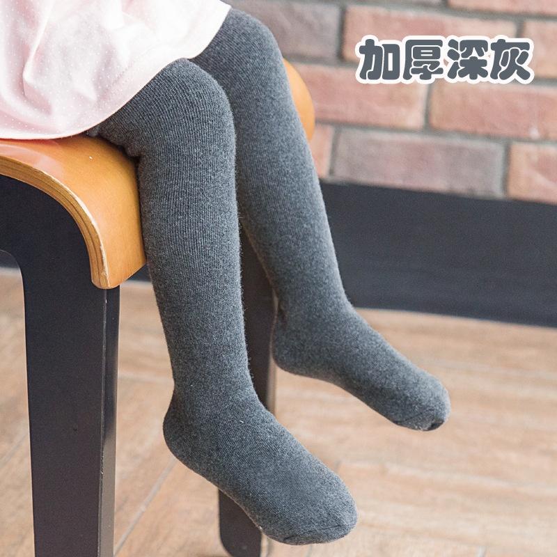 Winter Cotton Leggings for Children Breathable Pure Color Comfortable Pantyhose Warm Long Socks