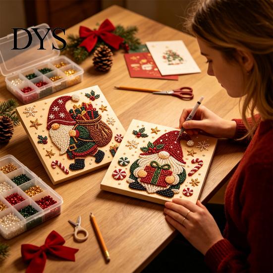 Artistic Leisure Activity DIY Christmas Pearl Painting Kit, Handmade Decorative Art Craft for Unique Holiday Desk Decoration Home Decor, Funny