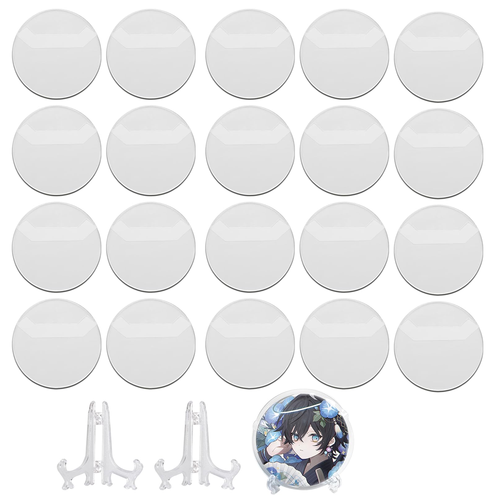 

Transparent Pin Badge Covers for 57mm and high Perfect for storing pin and other Includes 2 display [40 pieces] under. Round, transparent,