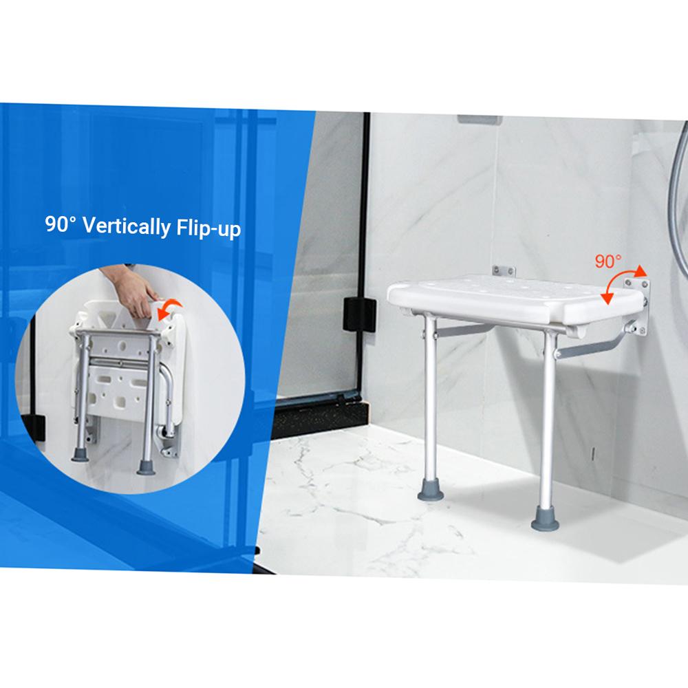 Dioche Foldable Bathroom Chair, Folding Shower Bench, Screw-In Folding Bath Seat, Wall Mounted Bathroom Chair Stool