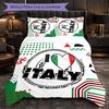 Set de Lenjerie de Pat cu Model Fotbal Italia, 3 Piese, Microfibră Moale, Față de Plapumă cu Fețe de Pernă pentru Dormitor