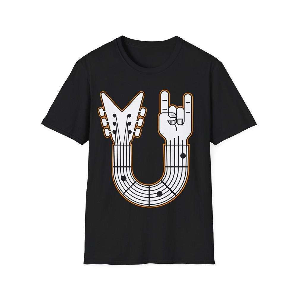 Funny Guitar Graphic Tee, Music Fan Unisex T-Shirt, Finger Horns Design